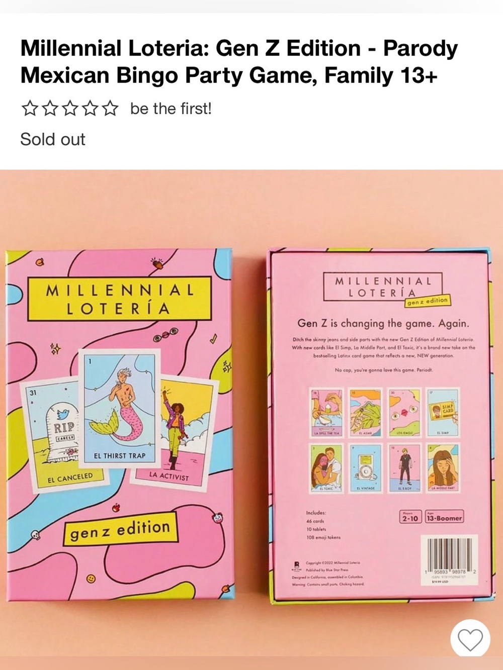Millenial Loteria Gen Z Edition Game